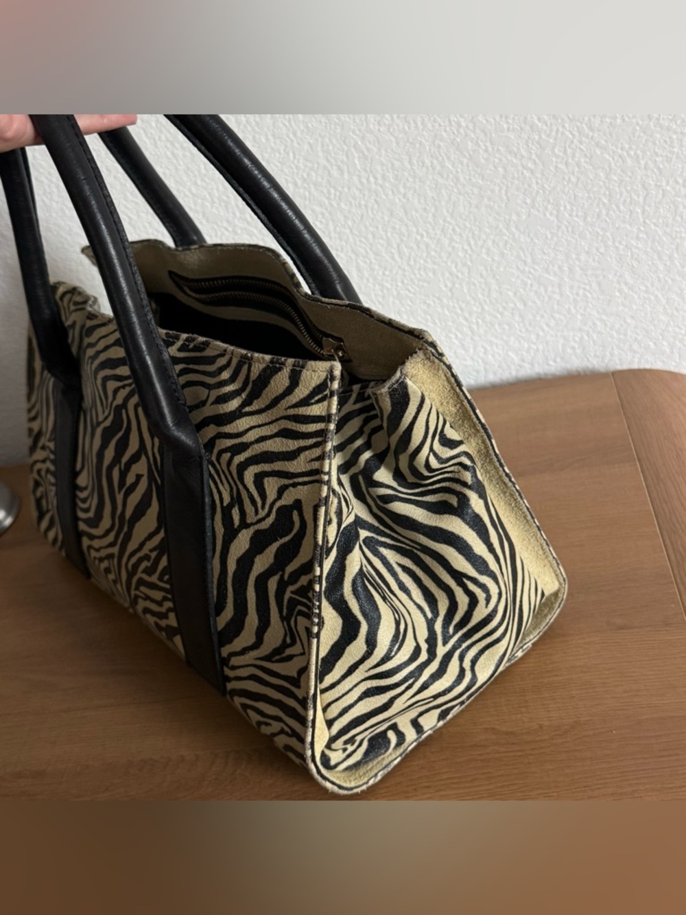 Y2K Style Laura Di Maggio Milano Genuine Leather Zebra Animal Print Purse - Picture 2 of 7